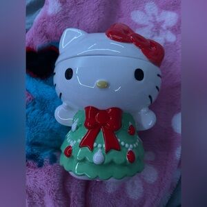 Hello Kitty Christmas tree dress cookie jar